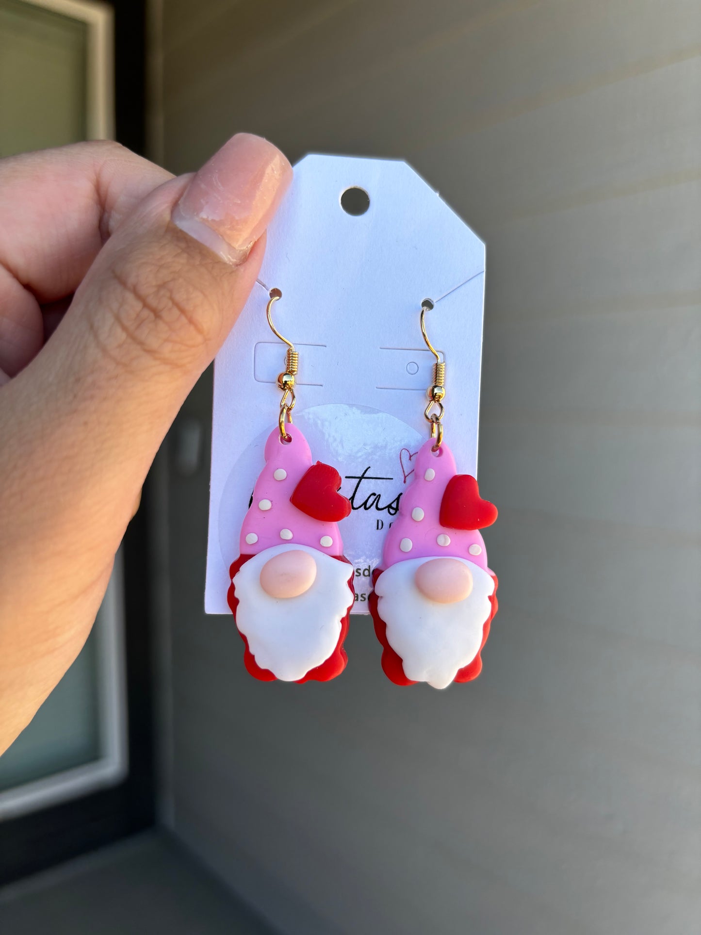 Valentine Gnome Clay Earrings