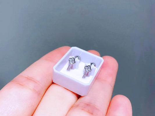 Silver Mini Key Childrens Earrings