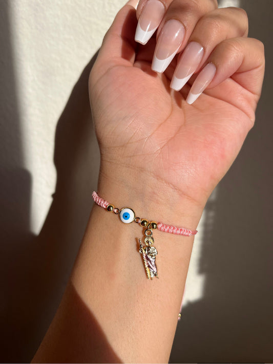 Pink San Judas x Evil Eye Bracelet