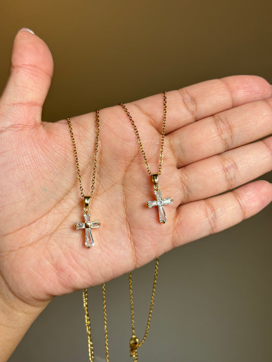 Minimalist Crystal Cross Necklace