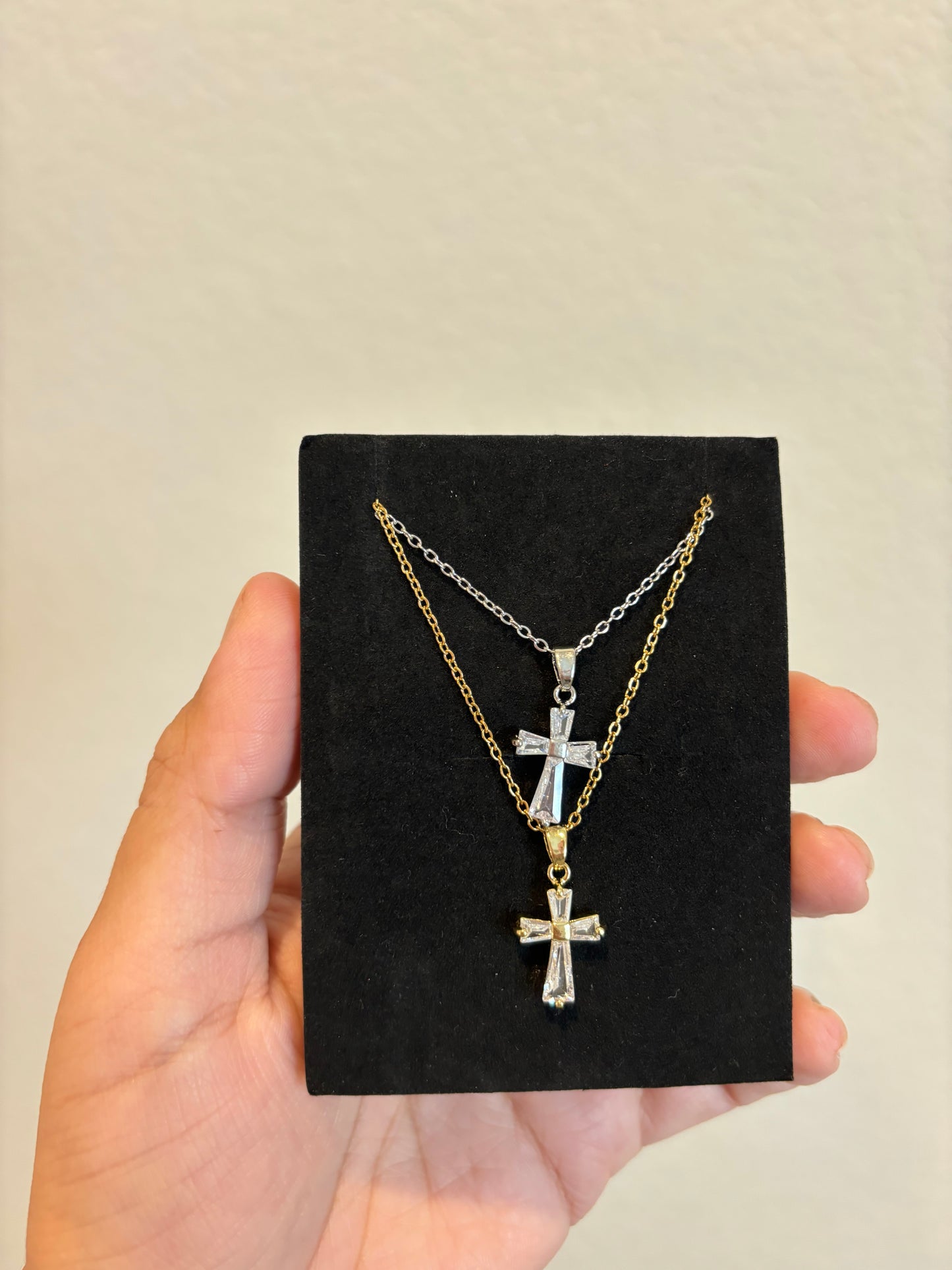 Minimalist Crystal Cross Necklace