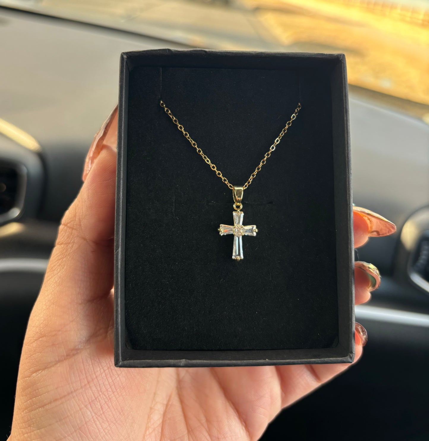 Minimalist Crystal Cross Necklace