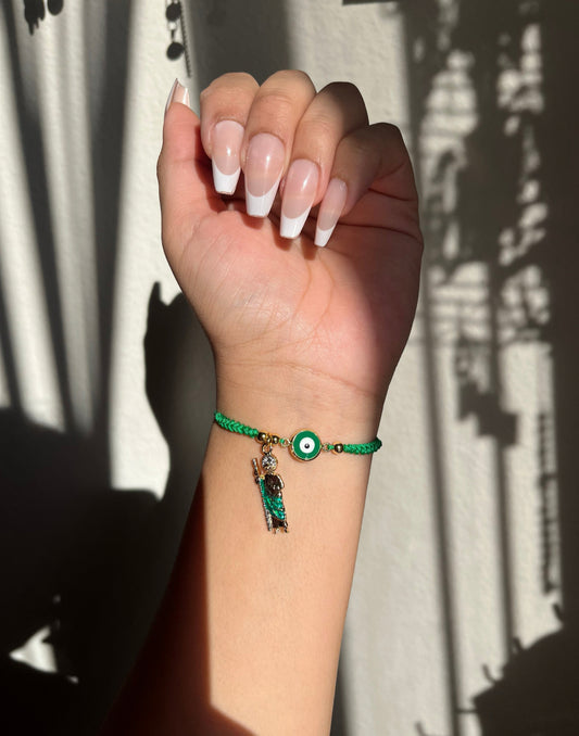 Green San Judas x Evil Eye Bracelet